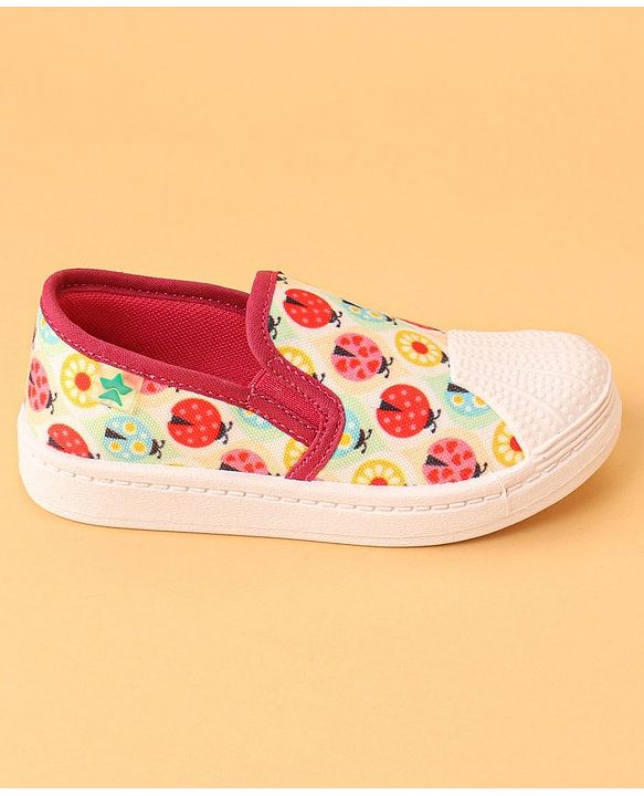 Cute Walk by Babyhug Casual Slip On Shoes Ladybug Print - Red