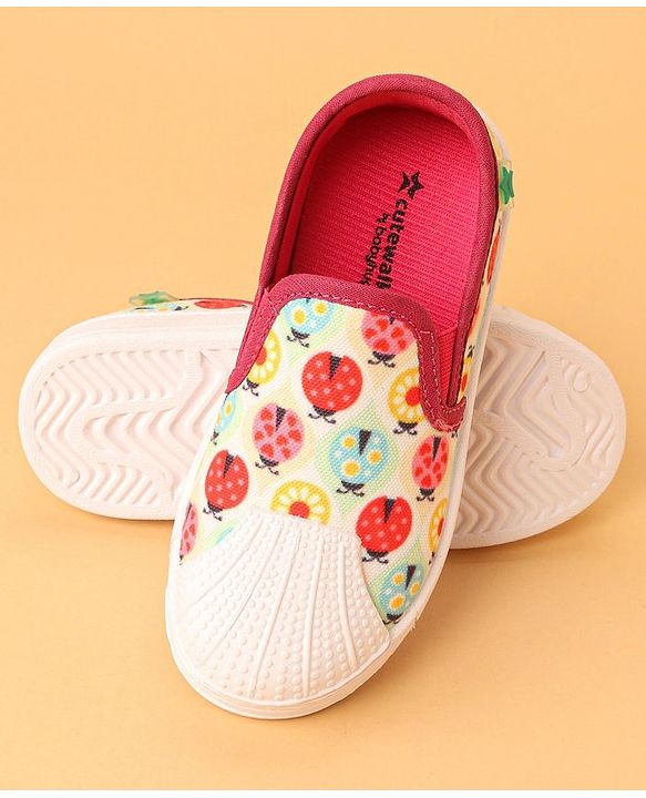 Cute Walk by Babyhug Casual Slip On Shoes Ladybug Print - Red