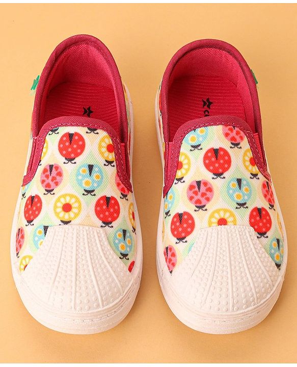 Cute Walk by Babyhug Casual Slip On Shoes Ladybug Print - Red