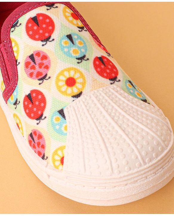 Cute Walk by Babyhug Casual Slip On Shoes Ladybug Print - Red