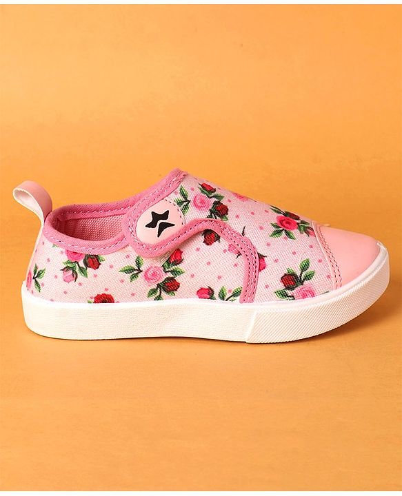 Cute Walk by Babyhug Casual Shoes With Velcro Closure Floral Design -  Pink