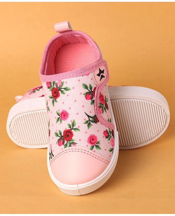 Cute Walk by Babyhug Casual Shoes With Velcro Closure Floral Design -  Pink