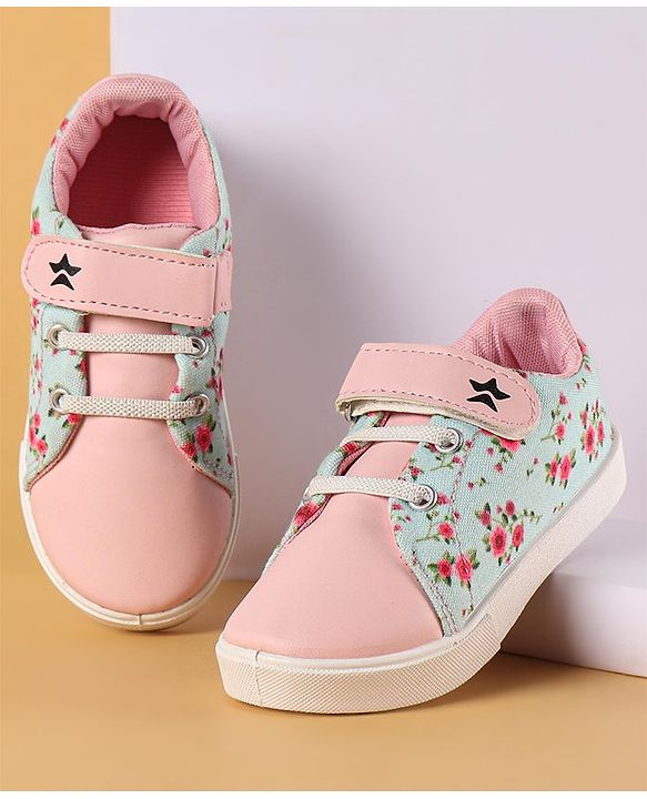 Cute Walk by Babyhug Canvas Casual Shoes Floral Print with Velcro Closure - Pink