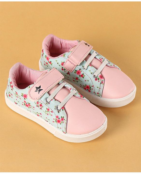 Cute Walk by Babyhug Canvas Casual Shoes Floral Print with Velcro Closure - Pink