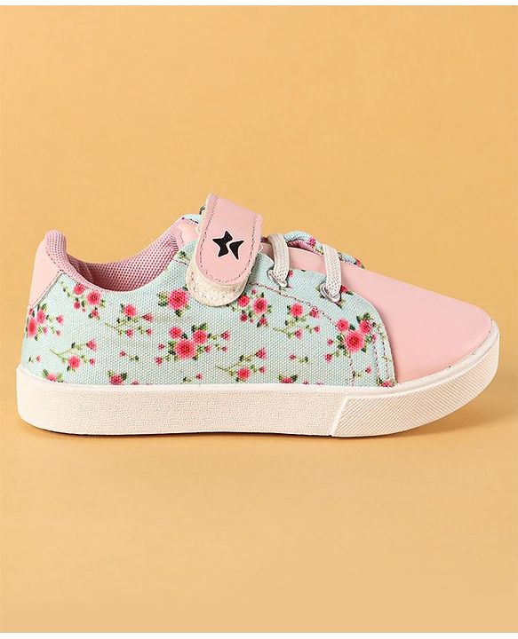 Cute Walk by Babyhug Canvas Casual Shoes Floral Print with Velcro Closure - Pink