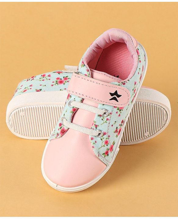 Cute Walk by Babyhug Canvas Casual Shoes Floral Print with Velcro Closure - Pink