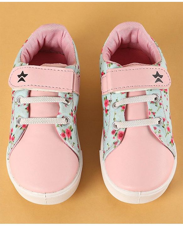 Cute Walk by Babyhug Canvas Casual Shoes Floral Print with Velcro Closure - Pink
