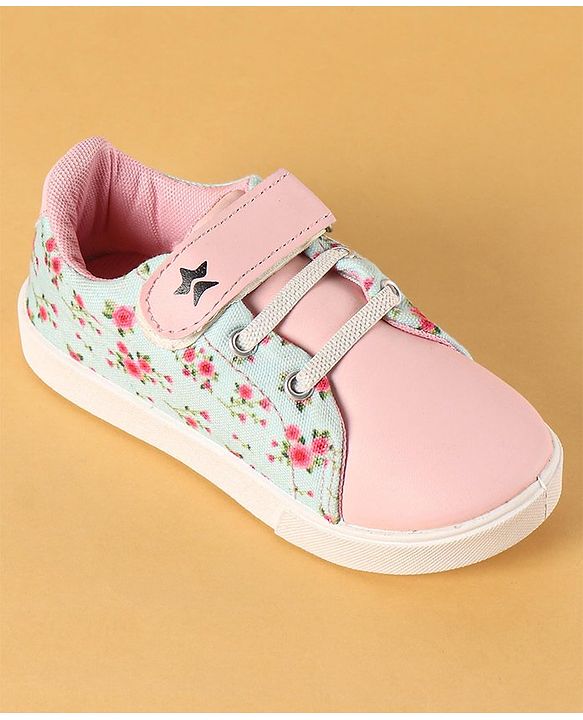 Cute Walk by Babyhug Canvas Casual Shoes Floral Print with Velcro Closure - Pink