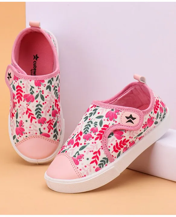 Buy Cute Walk by Babyhug Velcro Closure Floral Printed Casual Shoes Pink for Girls 2 3 Years Online Shop at FirstCry 16191288