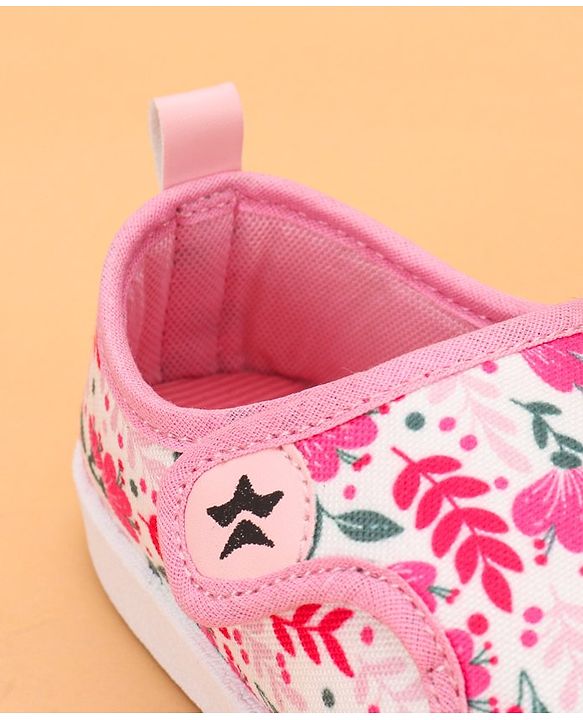 Cute Walk by Babyhug Velcro Closure Floral Printed Casual Shoes - Pink