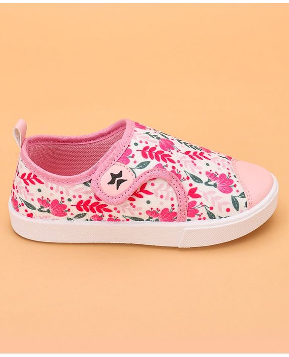 Cute Walk by Babyhug Velcro Closure Floral Printed Casual Shoes - Pink