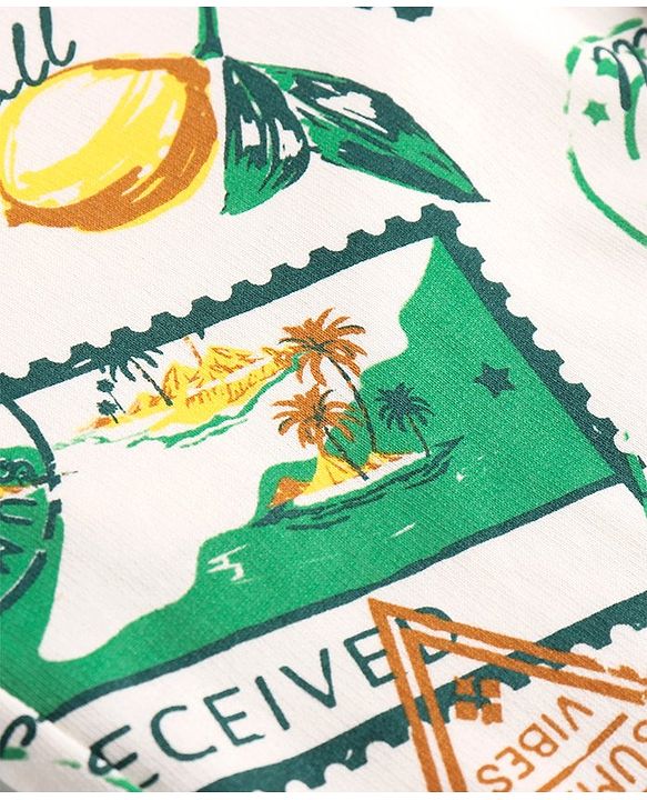 Pine Kids Terry Knit Above Knee Length Beach Theme Printed Shorts - Multicolour