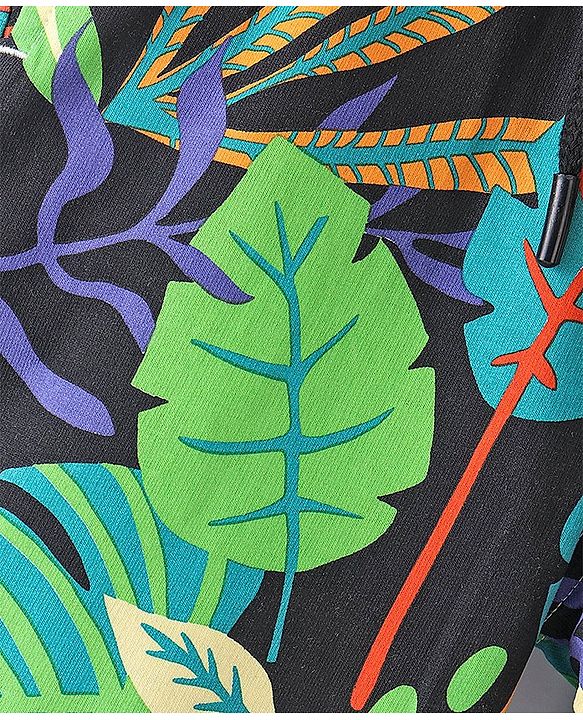 Pine Kids 100% Cotton Knit Above Knee Length Shorts Leaf Print - Multicolor