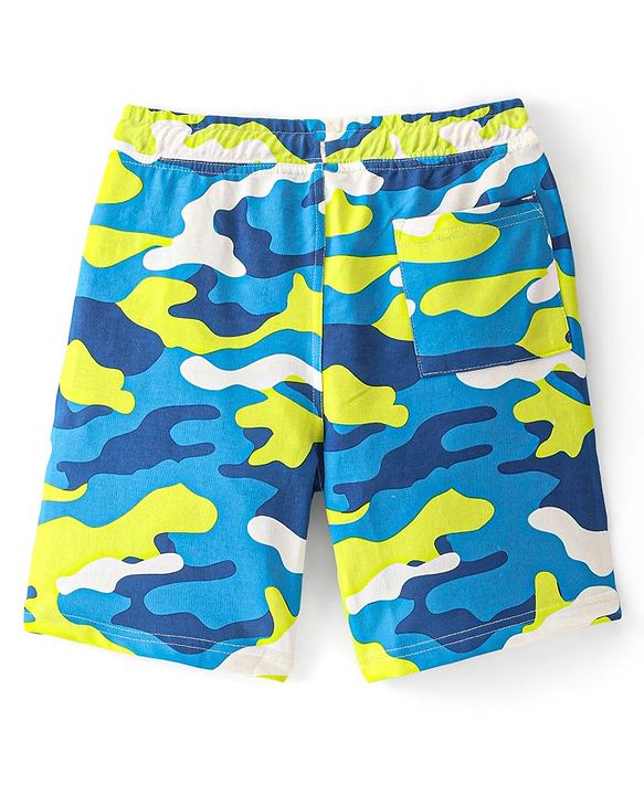 Pine Kids Terry Knit Above Knee Length Shorts with Camouflage Print - Multicolour
