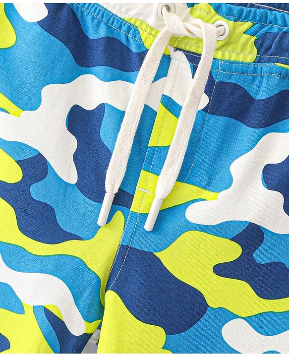 Pine Kids Terry Knit Above Knee Length Shorts with Camouflage Print - Multicolour