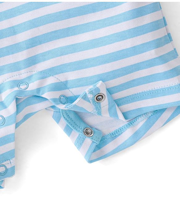 Babyhug 100% Cotton Knit Half Sleeves Romper Lion Print - Blue