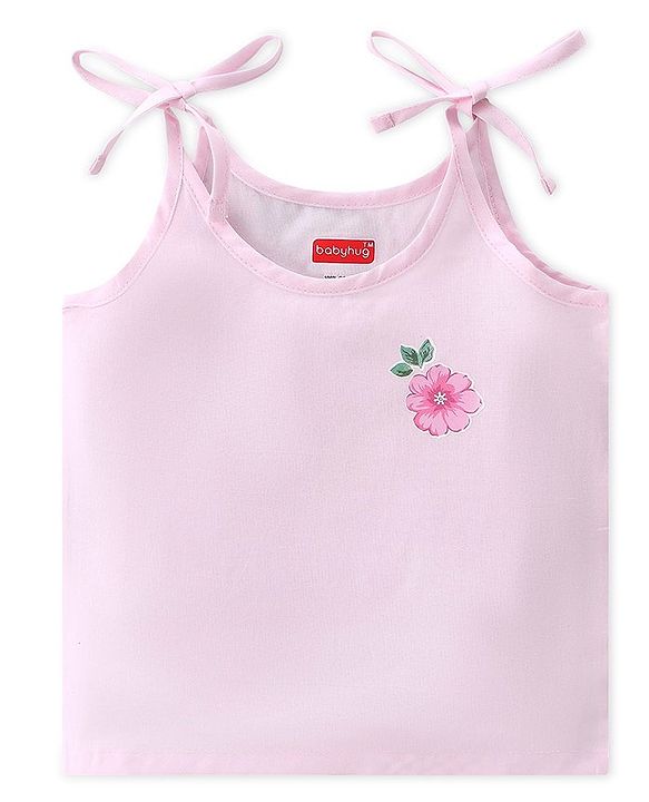 Babyhug 100% Cotton Poplin Woven Sleeveless Tie Knot Jhabla Floral & Polka Dot Print Pack of 3 - Yellow & Pink