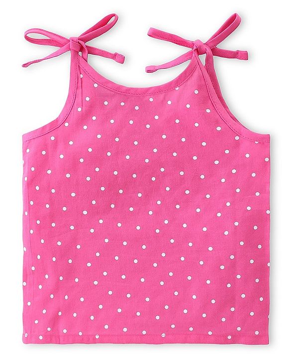 Babyhug 100% Cotton Poplin Woven Sleeveless Tie Knot Jhabla Floral & Polka Dot Print Pack of 3 - Yellow & Pink