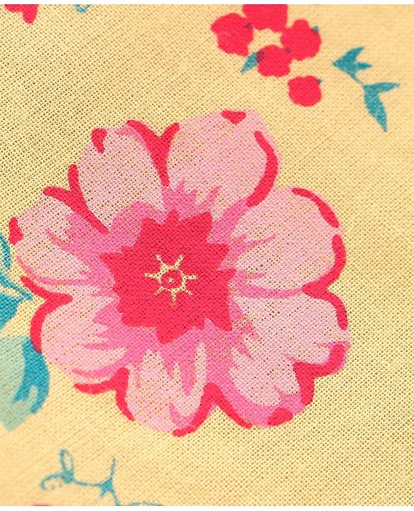 Babyhug 100% Cotton Poplin Woven Sleeveless Tie Knot Jhabla Floral & Polka Dot Print Pack of 3 - Yellow & Pink