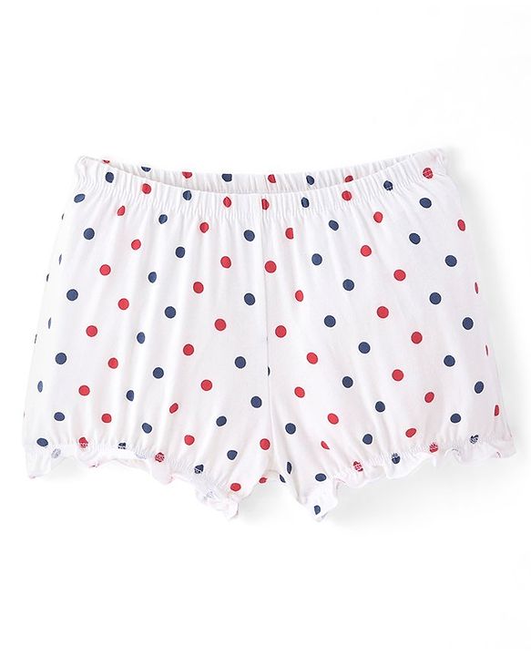 Pine Kids Cotton Lycra Knit Bloomers with Solid &  Polka Dot Print Pack of 3 - Color May Vary