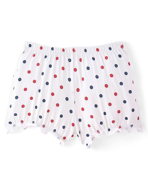 Pine Kids Cotton Lycra Knit Bloomers with Solid &  Polka Dot Print Pack of 3 - Color May Vary