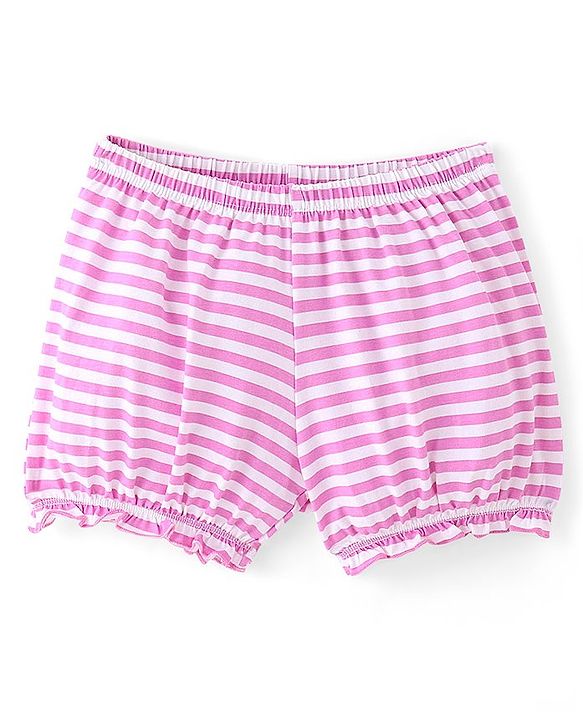 Pine Kids Cotton Lycra Knit Bloomers with Solid & Striped Pack of 3 - Colour May Vary