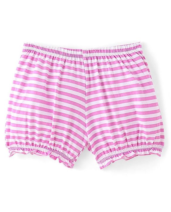Pine Kids Cotton Lycra Knit Bloomers with Solid & Striped Pack of 3 - Colour May Vary