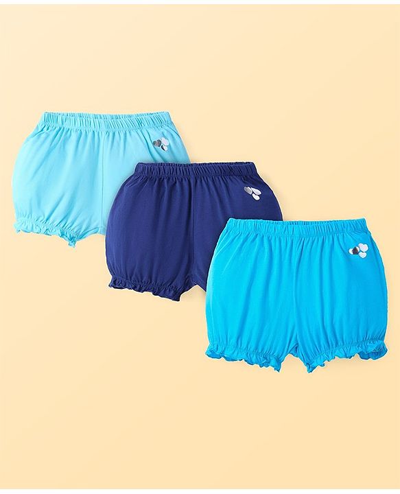 Pine Kids Cotton Lycra Knit Solid Color Bloomer  Pack of 3 - ( Color May Vary )