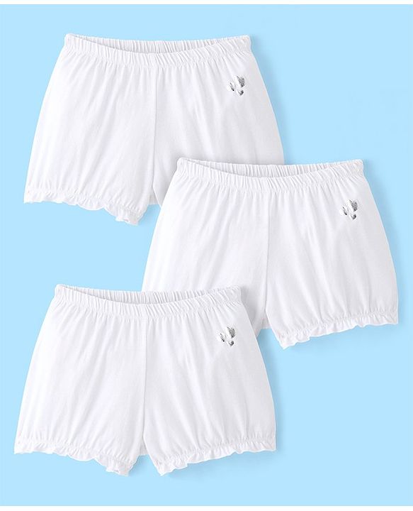 Pine Kids Cotton Lycra Knit Bloomers with Heart Print Pack of 3  - Colour May Vary