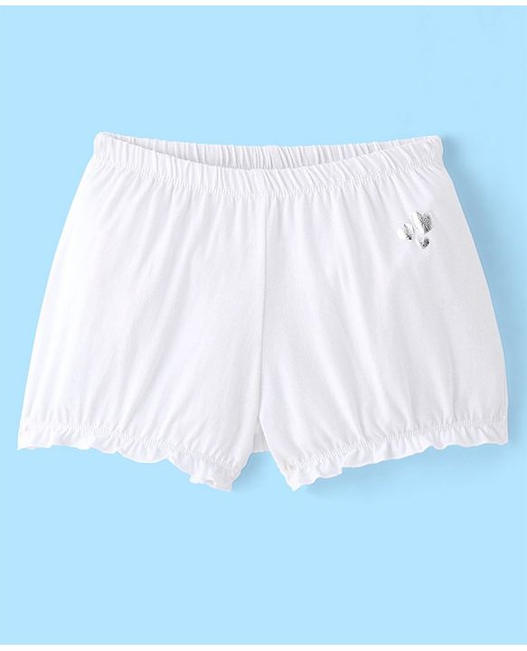 Pine Kids Cotton Lycra Knit Bloomers with Heart Print Pack of 3  - Colour May Vary