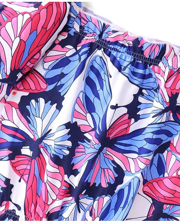 Pine Kids Cotton Half Sleeves Top Butterfly Print - Multicolor