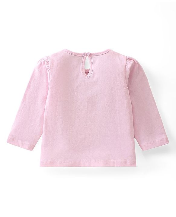 Babyhug Disney Cotton Knit Single Jersey Full Sleeve Night Suit With Minnie Mouse Graphics - Pink