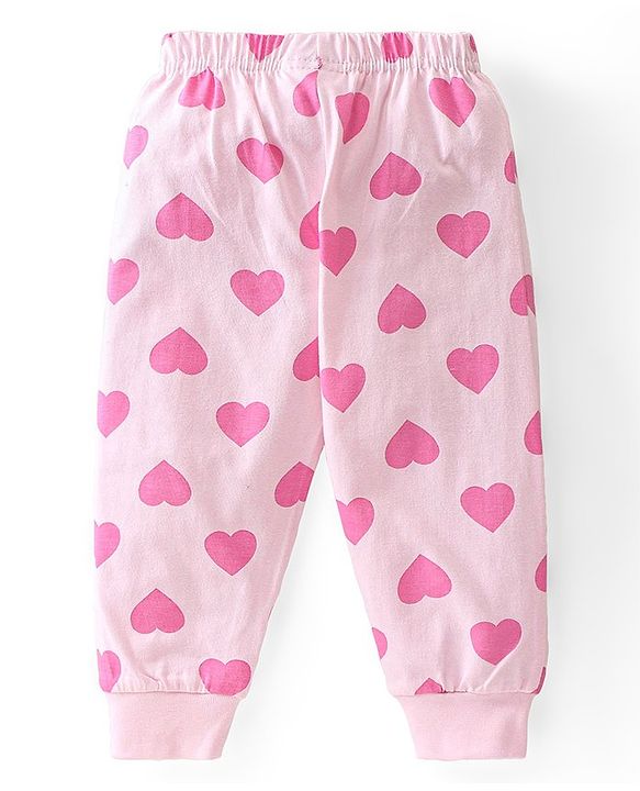Babyhug Disney Cotton Knit Single Jersey Full Sleeve Night Suit With Minnie Mouse Graphics - Pink