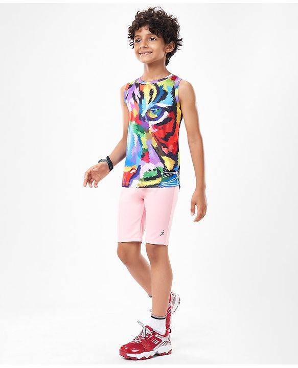 Pine Active Sleeveless High Stretch T-Shirt Abstract Print - Multicolour