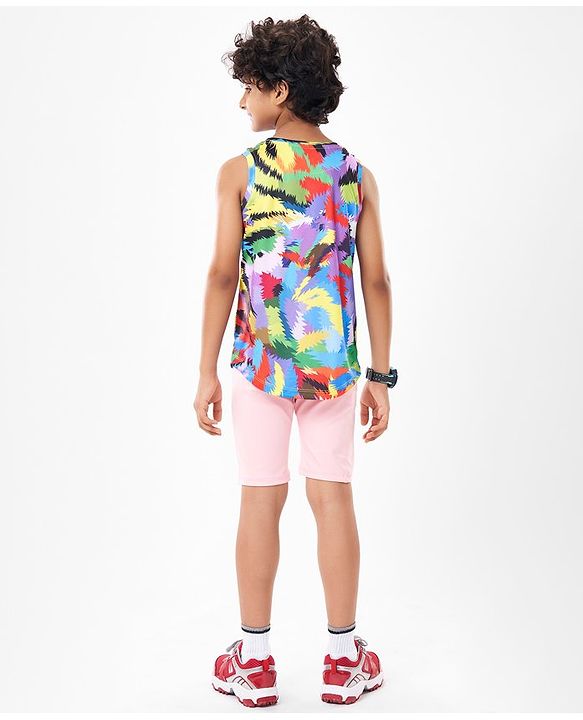 Pine Active Sleeveless High Stretch T-Shirt Abstract Print - Multicolour