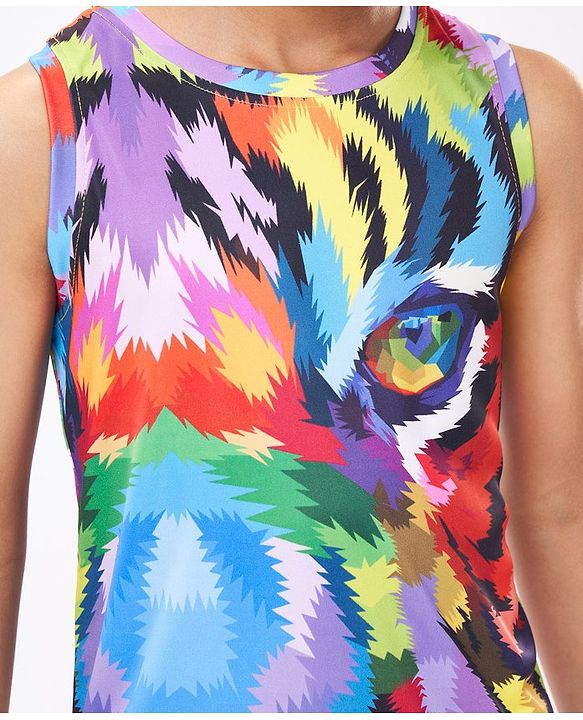 Pine Active Sleeveless High Stretch T-Shirt Abstract Print - Multicolour
