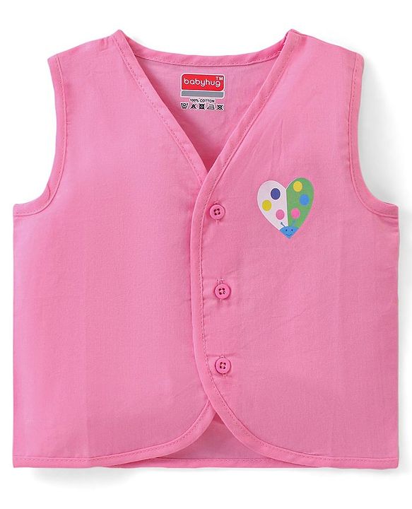 Babyhug 100% Cotton Poplin Sleeveless Front Open Jhablas Floral Print Pack of 3- Pink Yellow & White