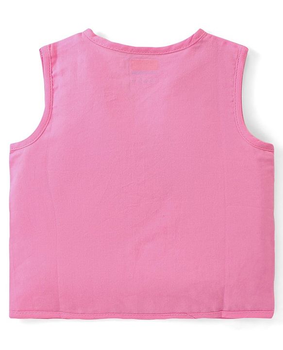 Babyhug 100% Cotton Poplin Sleeveless Front Open Jhablas Floral Print Pack of 3- Pink Yellow & White