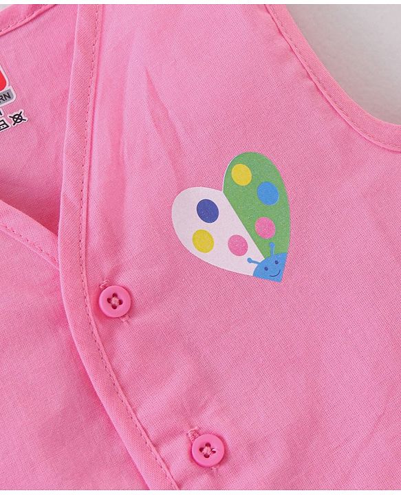 Babyhug 100% Cotton Poplin Sleeveless Front Open Jhablas Floral Print Pack of 3- Pink Yellow & White