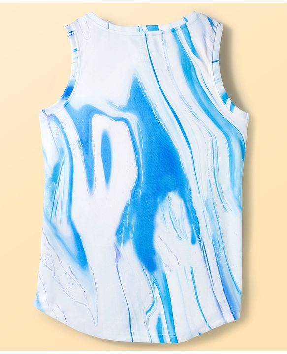 Pine Active Sleeveless High Stretch T-Shirt Marble Print - White
