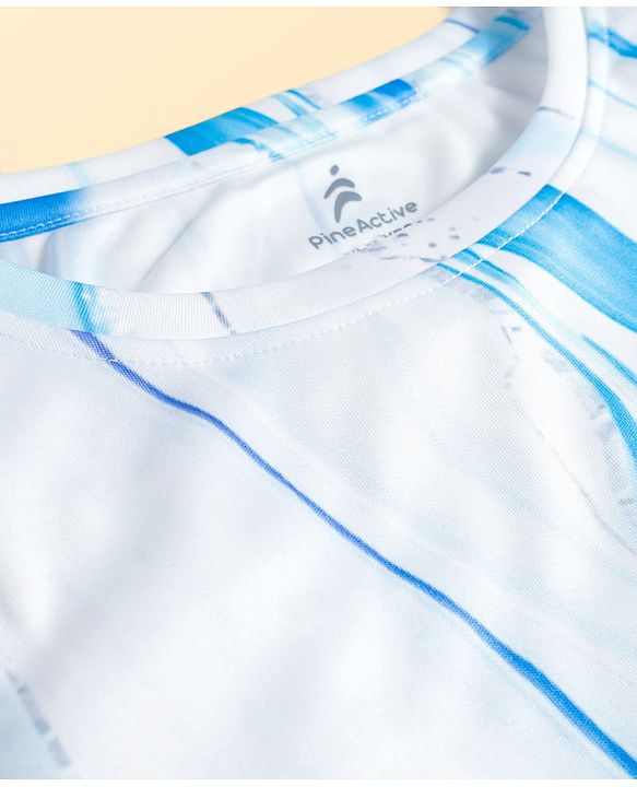 Pine Active Sleeveless High Stretch T-Shirt Marble Print - White