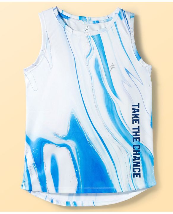 Pine Active Sleeveless High Stretch T-Shirt Marble Print - White