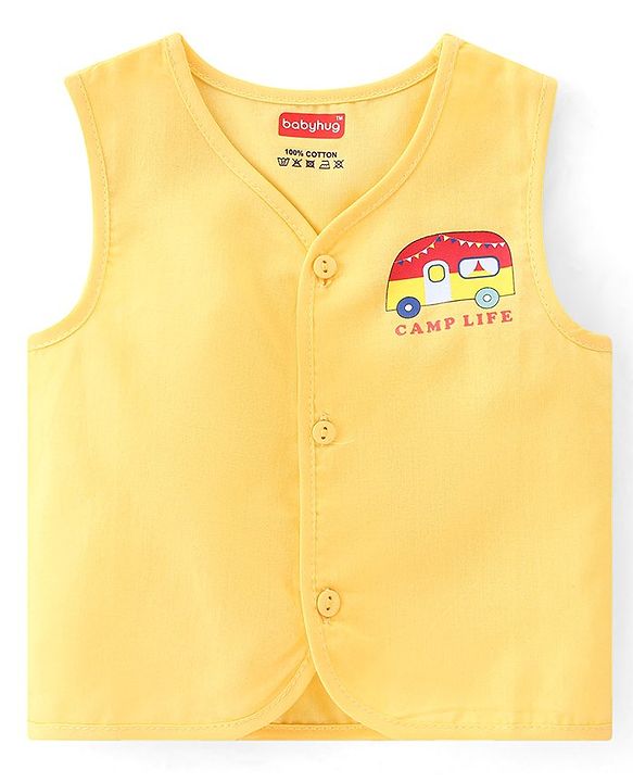 Babyhug 100% Cotton Woven Sleeveless Front Open Jhabla Star Print Pack Of 3 - Multicolor