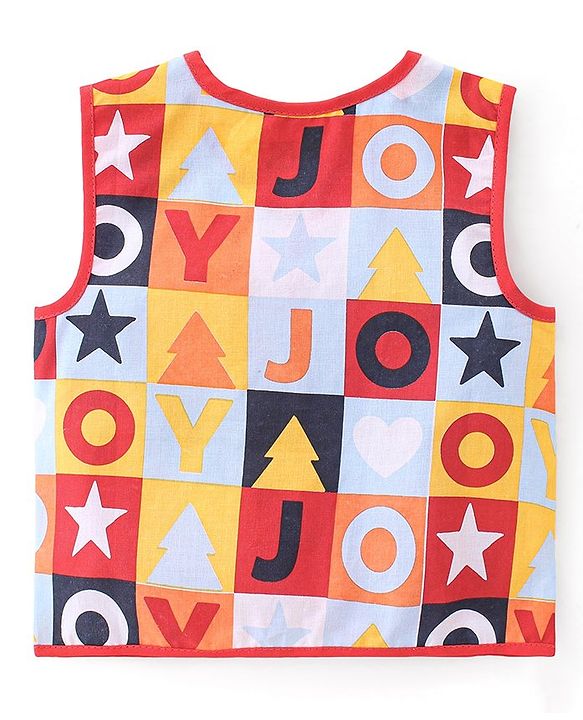 Babyhug 100% Cotton Woven Sleeveless Front Open Jhabla Star Print Pack Of 3 - Multicolor