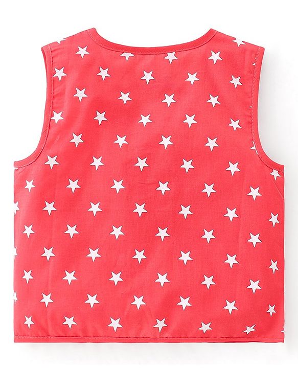 Babyhug 100% Cotton Woven Sleeveless Front Open Jhabla Star Print Pack Of 3 - Multicolor