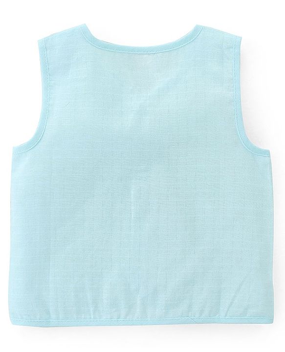 Babyhug 100% Cotton Poplin Sleeveless Front Open Jhablas Solid Colour Pack of 3- Pink Yellow & Blue