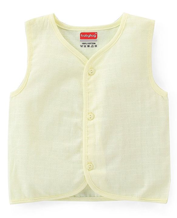 Babyhug 100% Cotton Poplin Sleeveless Front Open Jhablas Solid Colour Pack of 3- Pink Yellow & Blue