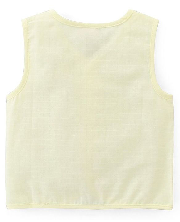 Babyhug 100% Cotton Poplin Sleeveless Front Open Jhablas Solid Colour Pack of 3- Pink Yellow & Blue