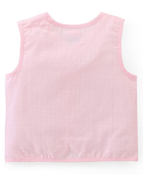 Babyhug 100% Cotton Poplin Sleeveless Front Open Jhablas Solid Colour Pack of 3- Pink Yellow & Blue