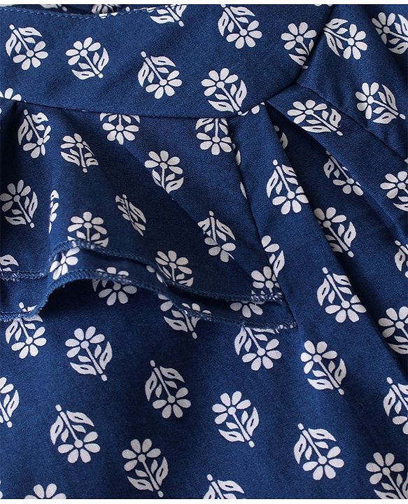Babyhug Rayon Woven Half Sleeves Top with Frill Detailing  Floral Print - Blue